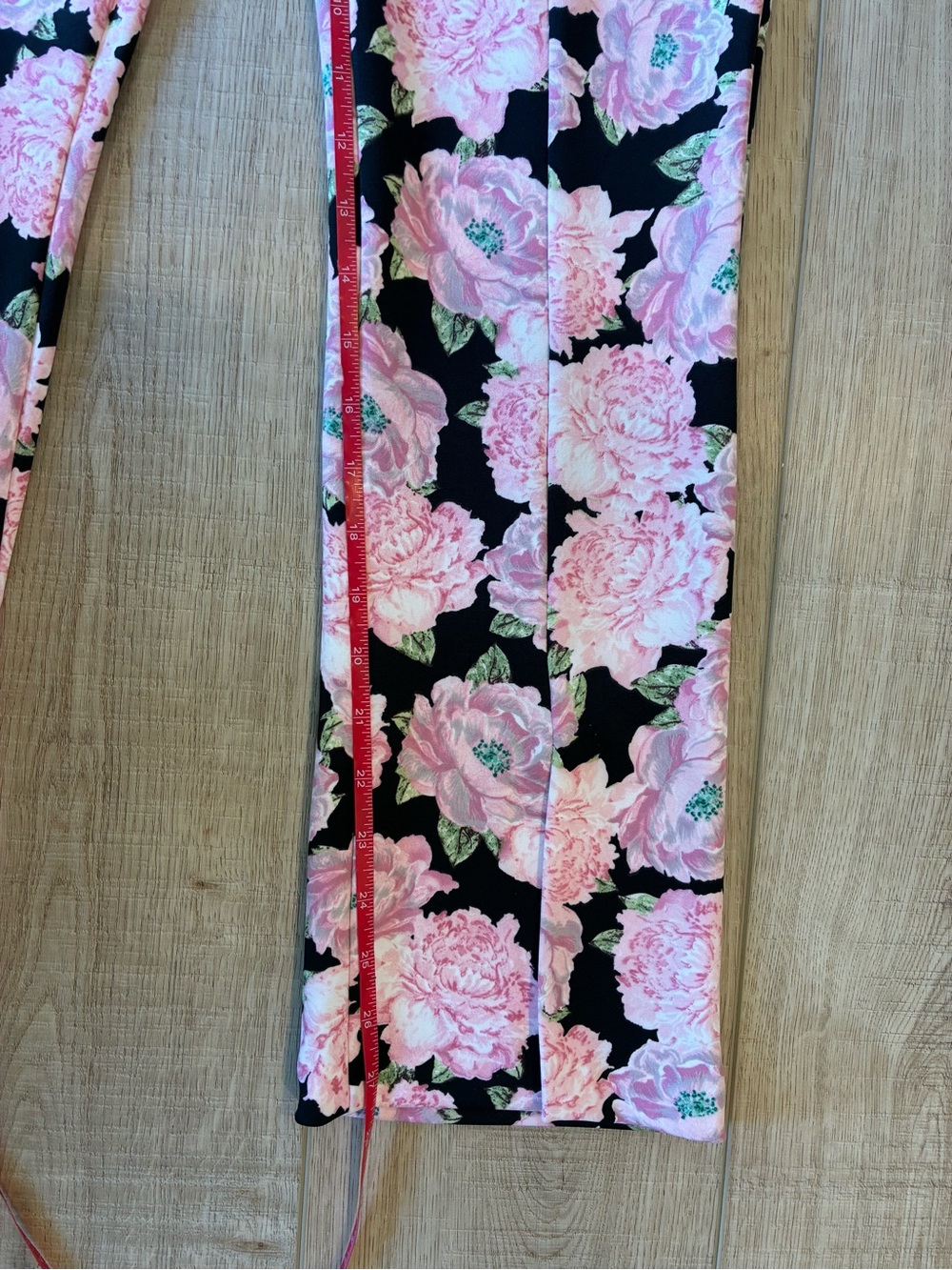 NWT Zara Pink & Black Floral boot cut Pants Large high rise stretch coquette - Picture 7 of 7